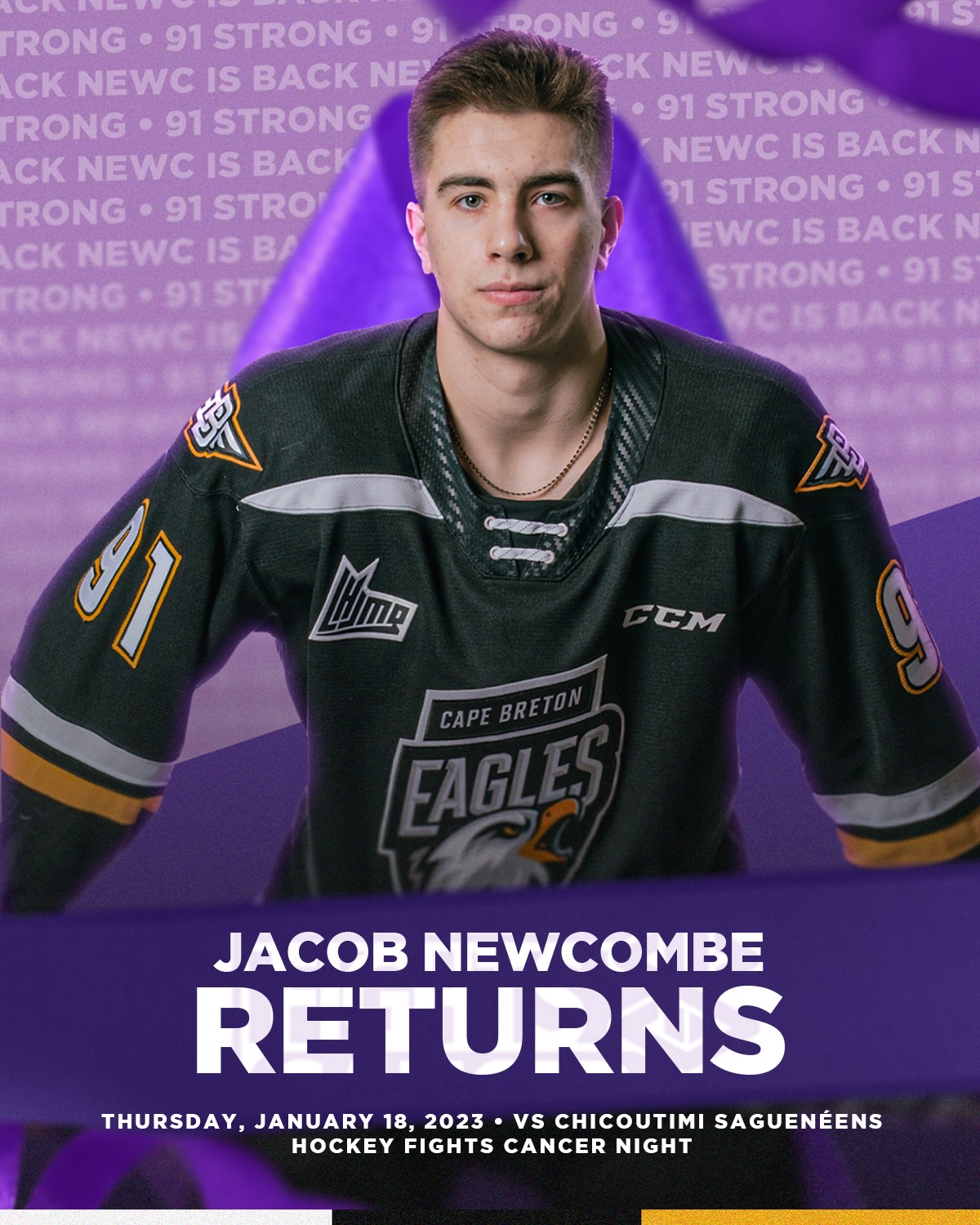 Jacob returning from cancer diagnosis for Hockey Fights Cancer