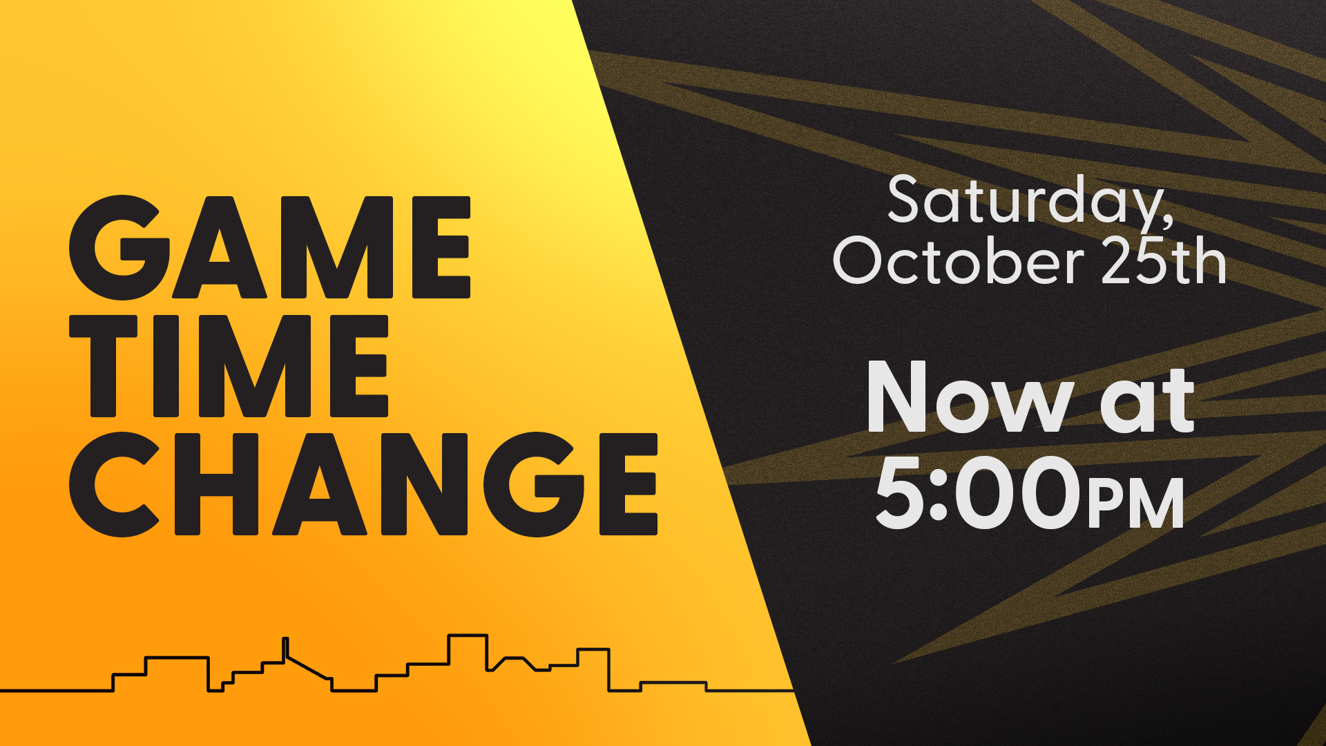 Game time change for Saturday October 25th against Oshawa Generals now starts at 5pm