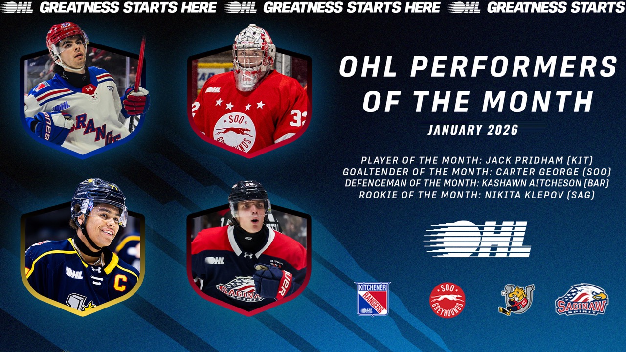 Media Release: Jack Pridham Named OHL Player of the Month for January