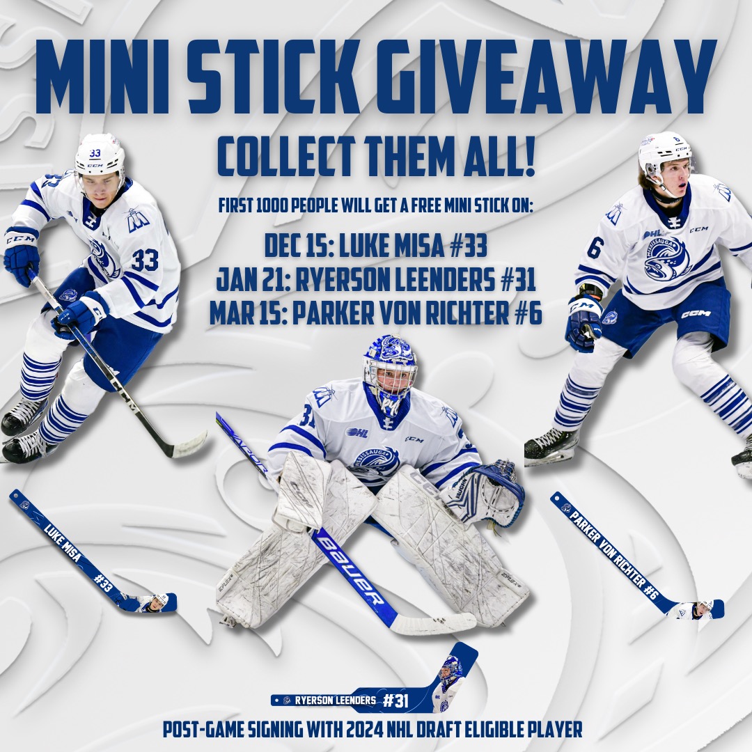 STEELHEADS ANNOUNCE THREE GAME MINI STICK GIVEAWAY - Mississauga Steelheads