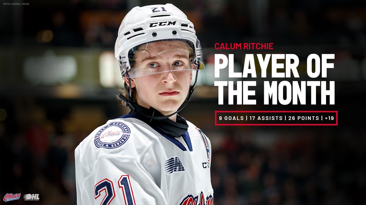 Cal Ritchie named OHL's Player of the Month - Oshawa Generals