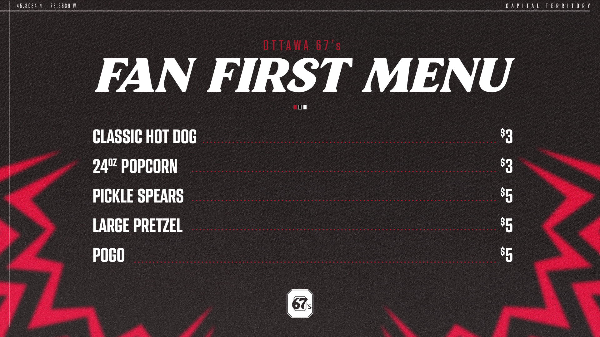 67s Fan First Menu