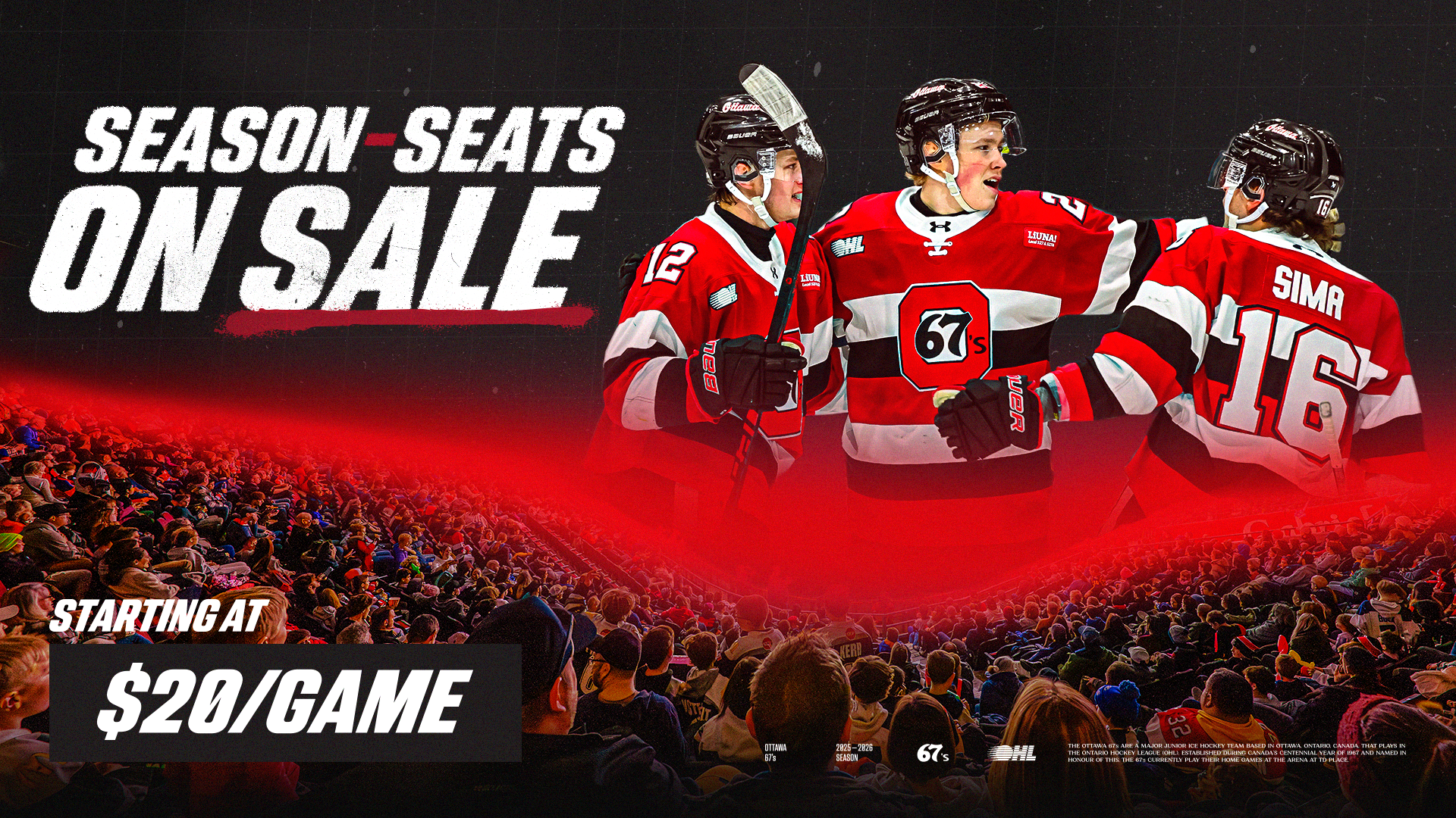 67's season seats on sale, starting at $20 per game