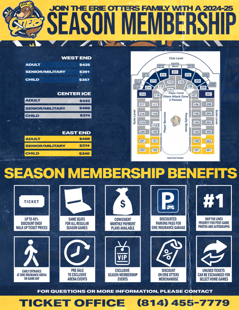 20242025 Season Ticket Membership Information Erie Otters