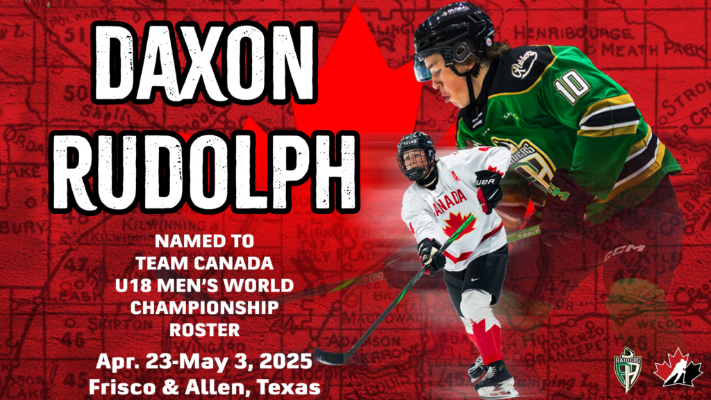 Rudolph named to Canada's roster for U-18 Men's World Hockey
