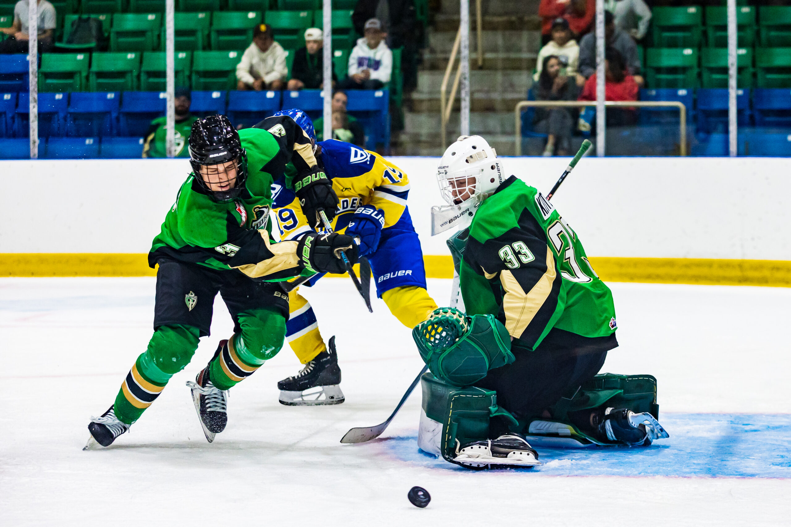 The Raiders fell to the Blades in a shootout on Wednesday night.