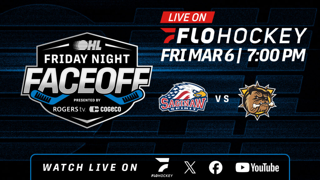 The Bulldogs host the Spirit in Friday Night Faceoff action as Brantford pushes for the league lead and Saginaw works to secure its playoff position in the West.