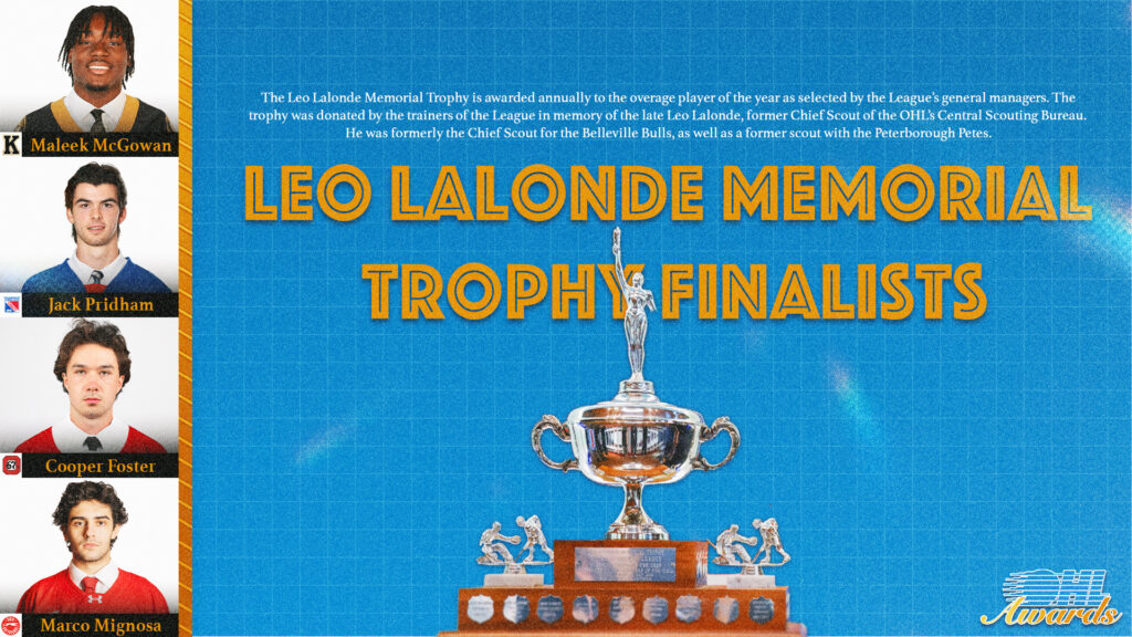 2026 OHL Awards - Overage Player of the Year Finalists - Ontario Hockey League