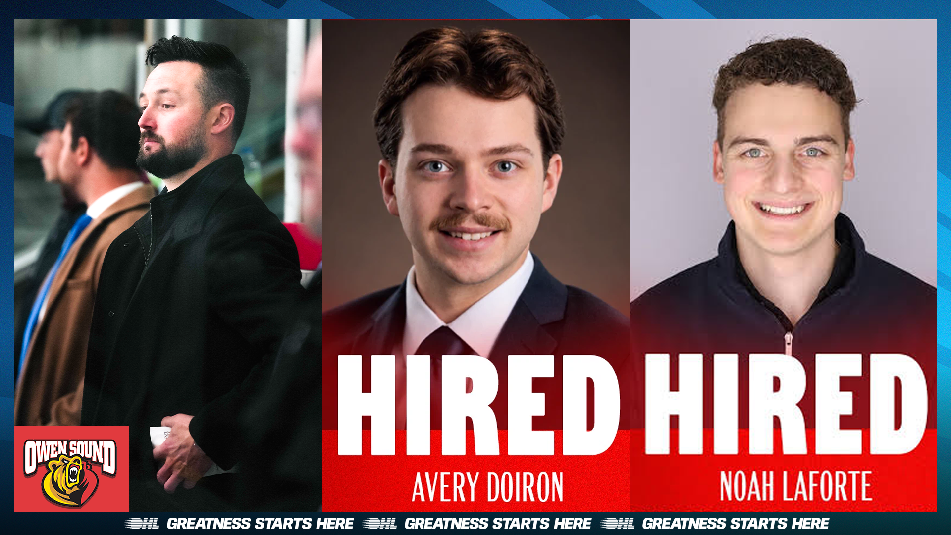 Owen Sound Attack hockey operations additions Brennan Feasey, Avery Doiron and Noah LaForte