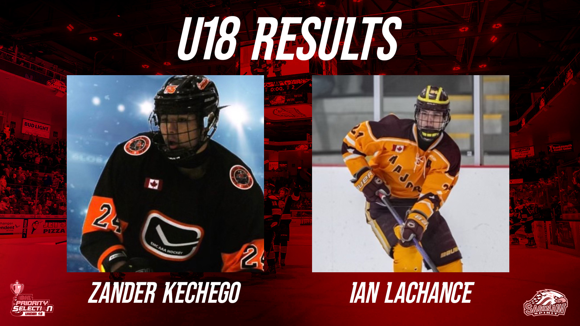 Saginaw Spirit Pick Kechego & Lachance in 2024 U18 Priority Draft BVM