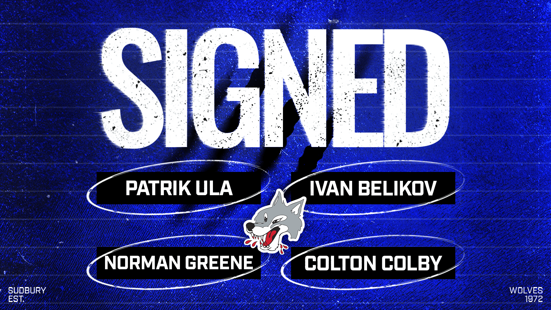 Signed: Patrik Ula, Ivan Belikov, Norman Greene, Colton Colby