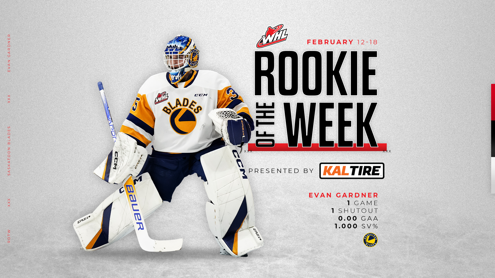 2024 NHL Drafteligible netminder Gardner named Kal Tire WHL Rookie of