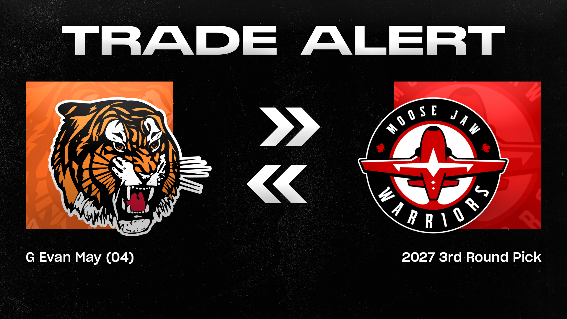 TIGERS TRADE GOALTENDER TO WARRIORS - Medicine Hat Tigers