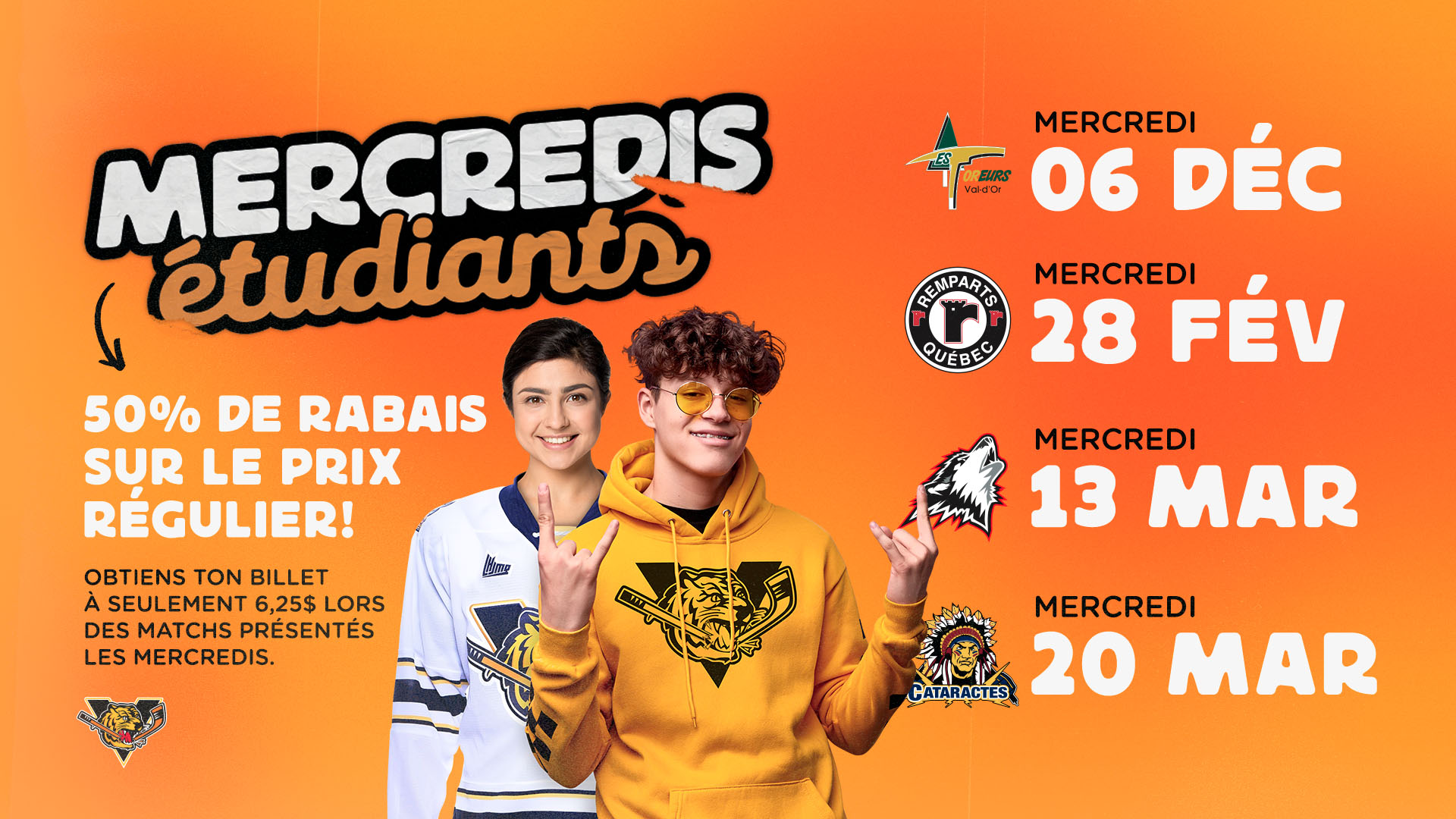 Mercredis étudiants à 50 (6 décembre vs Vald’Or) BVM Sports